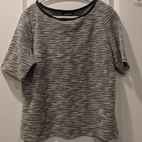 Liz Claiborne tweed short-sleeve top. - Picture 1 of 3